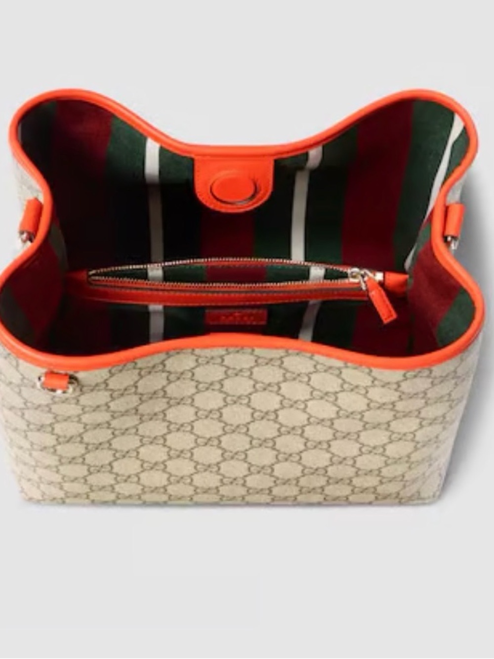 Gucci Beige GG Emblem tote medium with orange trim leather brand new 🧡 - Picture 4 of 16